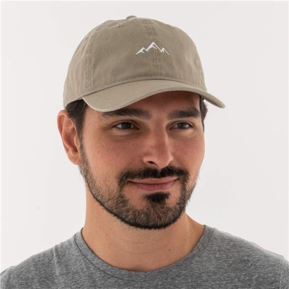 Mens Outdoor Khaki Baseball Cap Mountain Dad Embroidery Sports Soft Cotton Hat - Picture 5 of 7